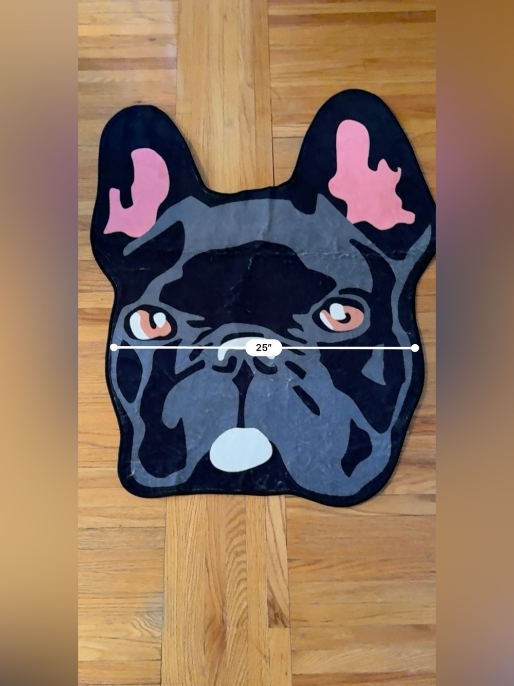 French Bulldog Dog Mat - Black & Gray with Pink Accents
